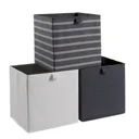 Mixxit Striped Anthracite Cardboard & polyester (PES) Foldable Storage basket (H)310mm (W)310mm