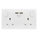 LAP White Double 13A Switched Socket with USB x2 & White inserts