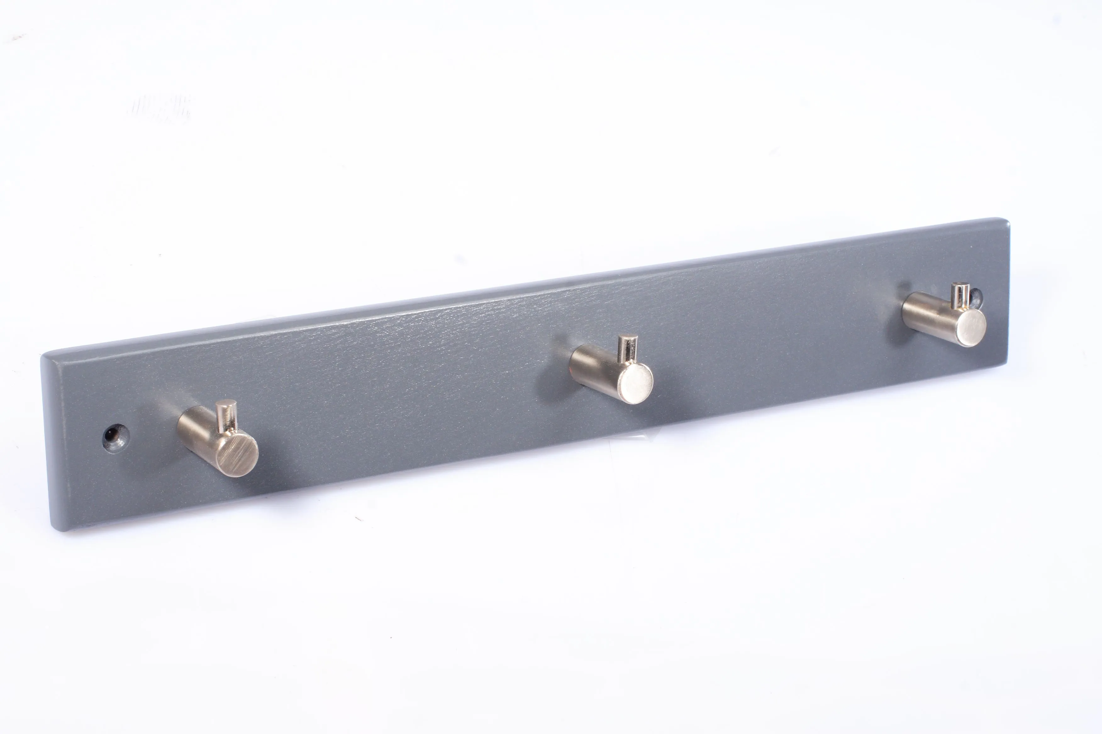 Satin Grey Nickel effect & Beech Hook rail, (L)405mm (H)12mm