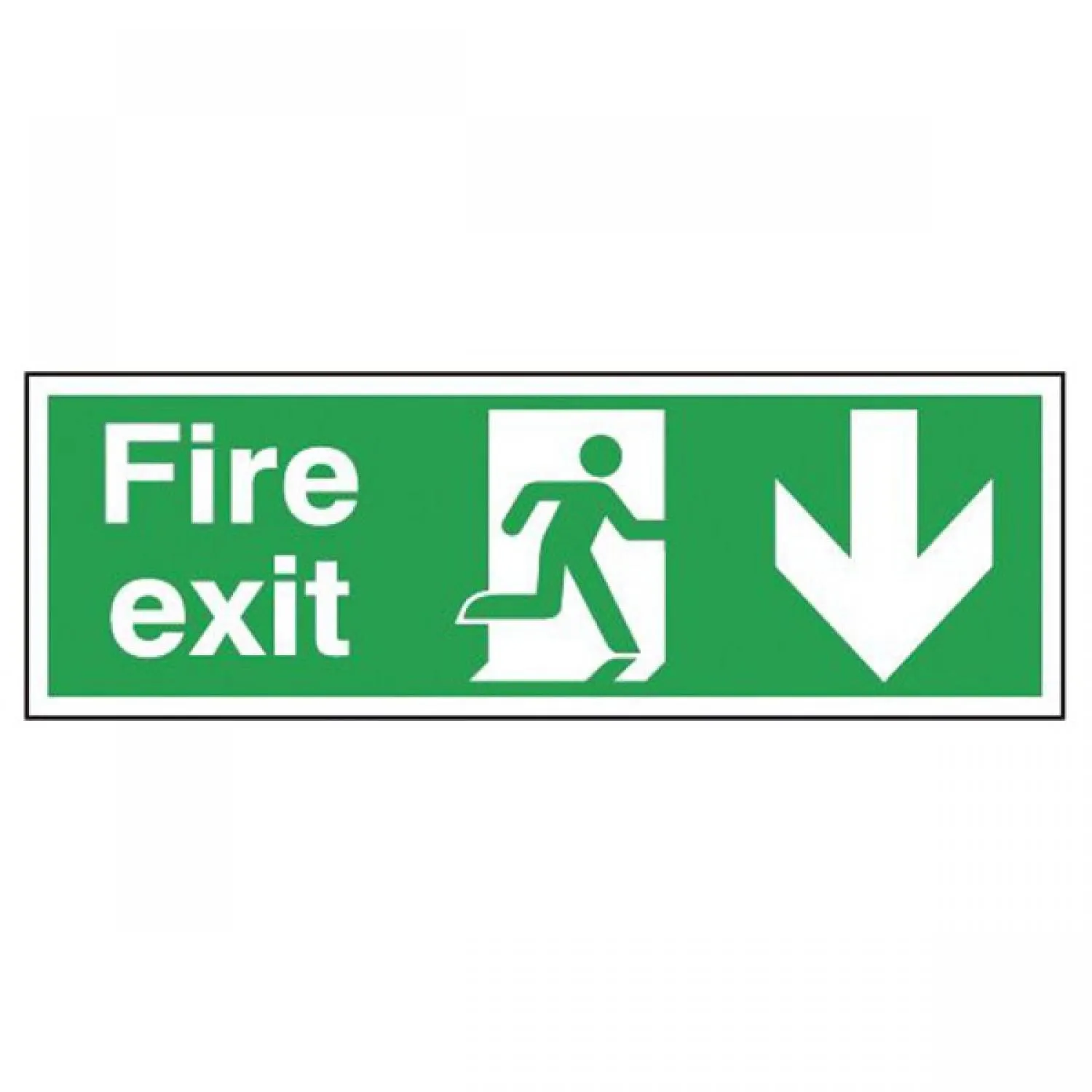 Rigid Site Safety Sign - Fire Exit Running Man (Arrow Down) 150x450mm