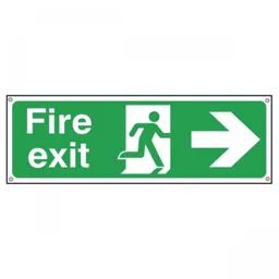 Rigid Site Safety Sign - Fire Exit Running Man (Arrow Right) 150x450mm