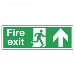 Rigid Site Safety Sign - Fire Exit Running Man (Arrow Up) 150x450mm