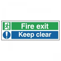 Rigid Site Safety Sign - Fire Exit Keep Clear 150x450mm