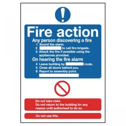 Rigid Site Safety Sign - Fire Action Notice (Standard) 210x148mm