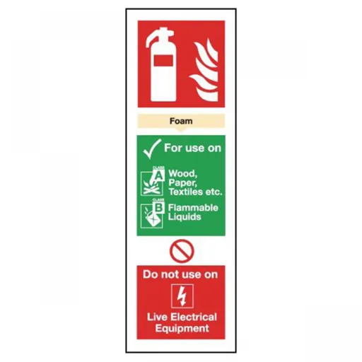 Rigid Site Safety Sign - Foam Extinguisher 300x100mm