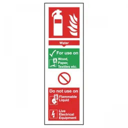 Rigid Site Safety Sign - Water Extinguisher 300x100mm