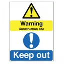 Rigid Site Safety Sign - Warning Construction Site Keep Out 400x300mm