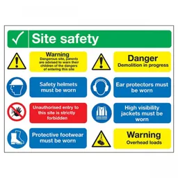 Rigid Site Safety Sign - Dangerous Site Personal Protective Equipment 600x800mm