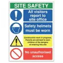 Rigid Site Safety Sign - Site safety all visitors report to site office 800x600mm