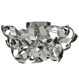 Chrome-coloured Curls ceiling lamp, curly design