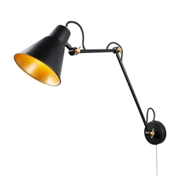 7403 wall light with 3 joints, black and gold