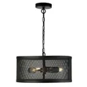 Fishnet hanging light made of metal, black Ø 45 cm