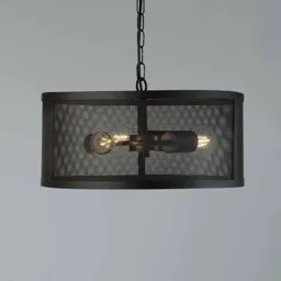 Fishnet hanging light made of metal, black Ø 45 cm