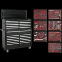 Sealey Superline Pro 23 Drawer Roller Cabinet and Tool Chest + 446 Piece Tool Kit - Black