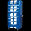 Sealey Premier Retro Style 10 Drawer Roller Cabinet, Mid and Top Tool Chest - Blue / White