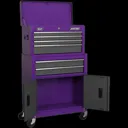 Sealey American Pro 6 Drawer Roller Cabinet and Tool Chest - Purple / grey