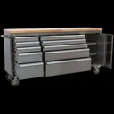 Sealey 10 Drawer Mobile Stainless Steel Tool Cabinet and End Cupboard - Stainless Steel