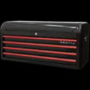 Sealey Premier Retro Style 4 Drawer Wide Top Tool Chest - Black / Red