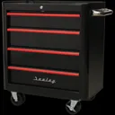 Sealey Retro Style 4 Drawer Roller Cabinet - Black / Red