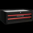 Sealey Premier Retro Style 10 Drawer Roller Cabinet, Mid and Top Tool Chest - Black / Red