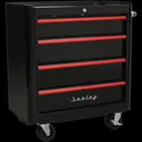 Sealey Premier Retro Style 10 Drawer Roller Cabinet, Mid and Top Tool Chest - Black / Red