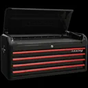Sealey Premier Retro Style Wide 10 Drawer Roller Cabinet and Tool Chest - Black / Red