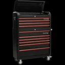 Sealey Premier Retro Style Wide 10 Drawer Roller Cabinet and Tool Chest - Black / Red