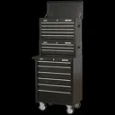 Sealey American Pro 14 Drawer Roller Cabinet, Mid and Top Tool Chest - Black