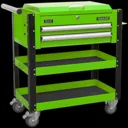 Sealey 2 Drawer Heavy Duty Mobile Tool and Parts Trolley - Green & Black