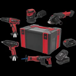 Sealey CP20V 20v Cordless 5 Piece Power Tool Kit - 2 x 3ah Li-ion, Charger, Case
