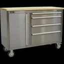 Sealey Stainless Steel 4 Drawer Tool Roller Cabinet - Stainless Steel