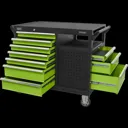 Sealey 10 Drawer Tool Roller Cabinet and Workstation - Black / Green