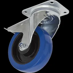 Sealey Swivel Plate Total Lock Castor Blue Elastic - 160mm