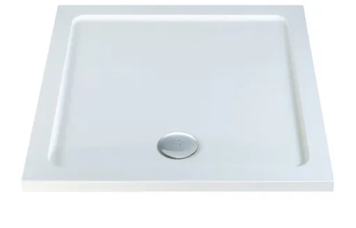 Reflexion Slimline Square Tray & Waste H40 x W900 x D900mm White