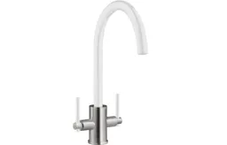 Prima+ Coloured Swan Neck Dual Lever Mixer Tap - White (BPR704)