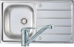 Prima 1 Bowl Sink, Drainer & Single Lever Tap Pack 800x500mm Stainless Steel