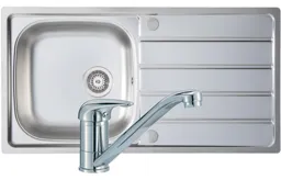 Prima 1 Bowl Sink, Drainer & Single Lever Tap Pack - Stainless Steel