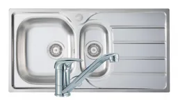 Prima Reversible 1.5 Bowl Sink & Single Lever Tap Pack 965x500mm Stainless Steel