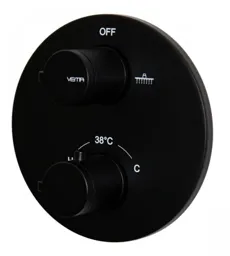 Vema Timea Round Built-In Two Outlet Thermostatic Valve  Matt Black