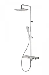 Vema 3 Outlet Shower Column with Fixed Head, Riser & Foot Wash  Chrome/White