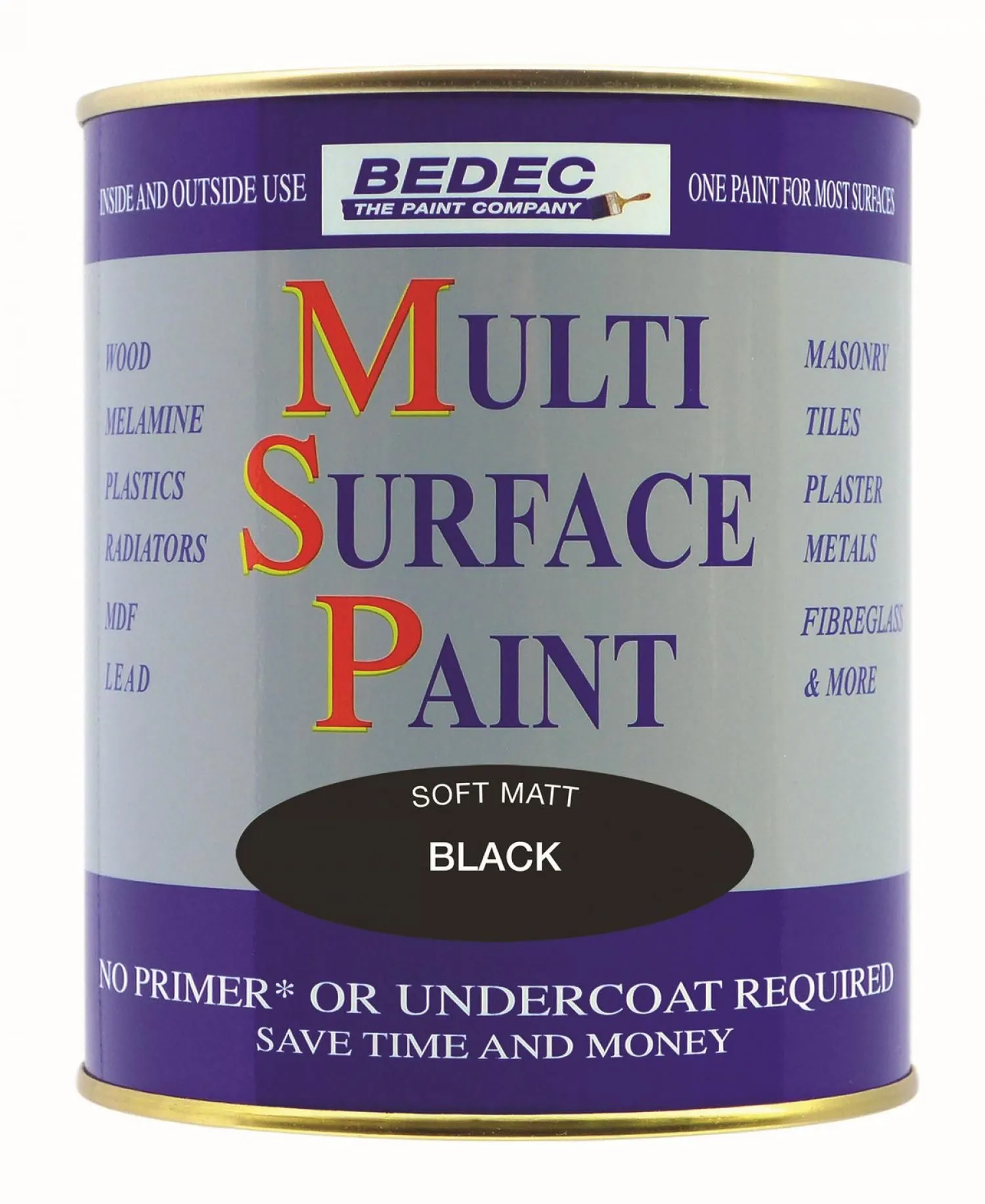 Bedec Interior & Exterior Multi Surface Paint 750ml Soft Matt Black