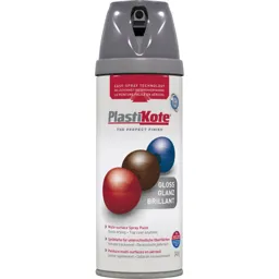 Plastikote Premium Gloss Aerosol Spray Paint - Medium Grey, 400ml