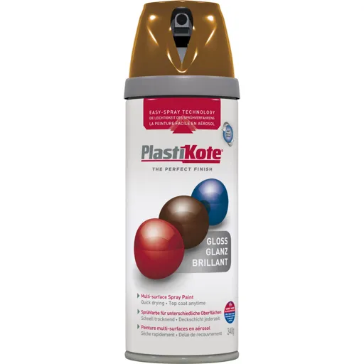 Plastikote Premium Gloss Aerosol Spray Paint - Chestnut Brown, 400ml