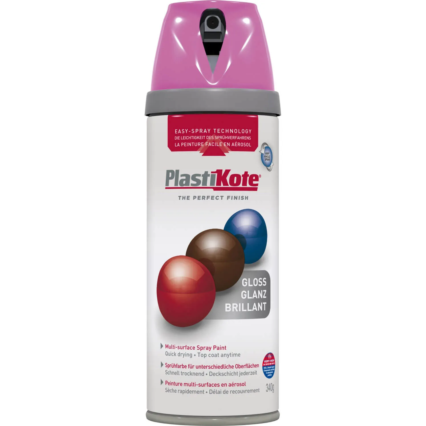 Plastikote Premium Gloss Aerosol Spray Paint - Pink Burst, 400ml
