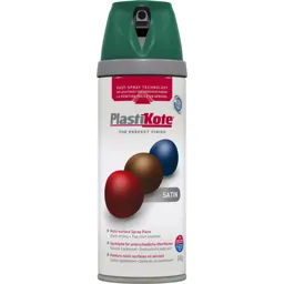 Plastikote Premium Satin Aerosol Spray Paint - Hunter Green, 400ml