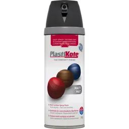 Plastikote Premium Matt Aerosol Spray Paint - Black, 400ml