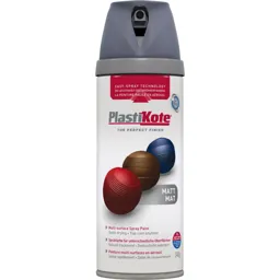 Plastikote Premium Matt Aerosol Spray Paint - Grey, 400ml