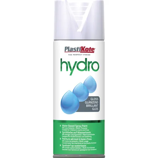 Plasti-Kote Hydro Spray Paint - White, 350ml