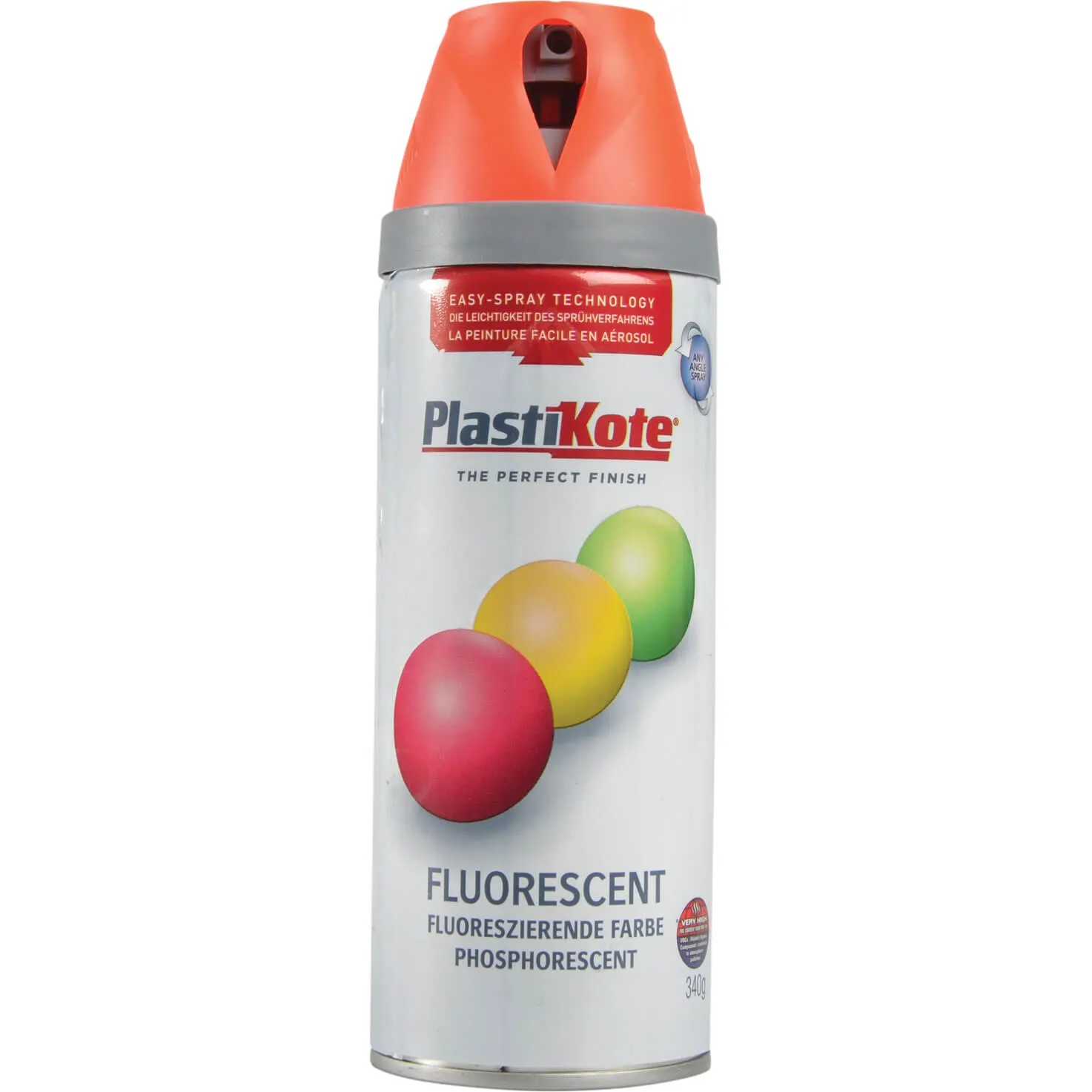 Plastikote Twist and Spray Fluorescent Aerosol Spray Paint - Orange, 400ml