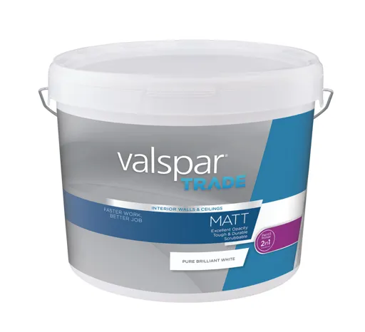 Valspar Trade Pure brilliant white Matt Emulsion paint, 10L